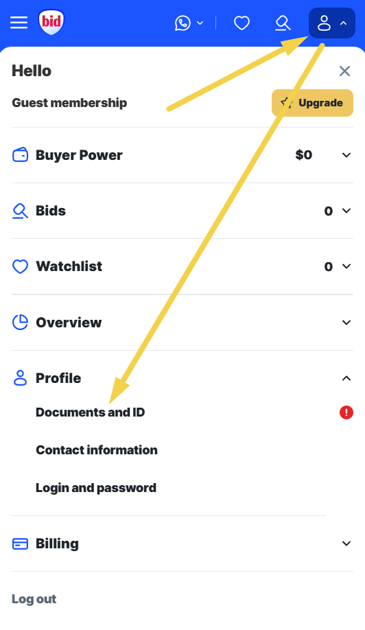 How do I upload my government issued photo ID mob 1