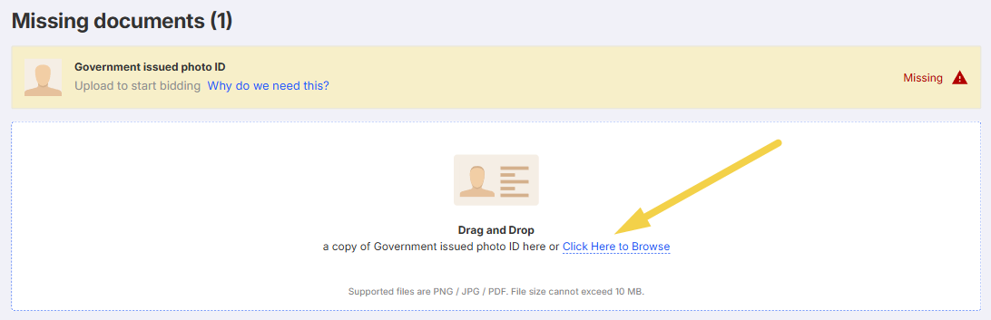 How do I upload my government issued photo ID 2