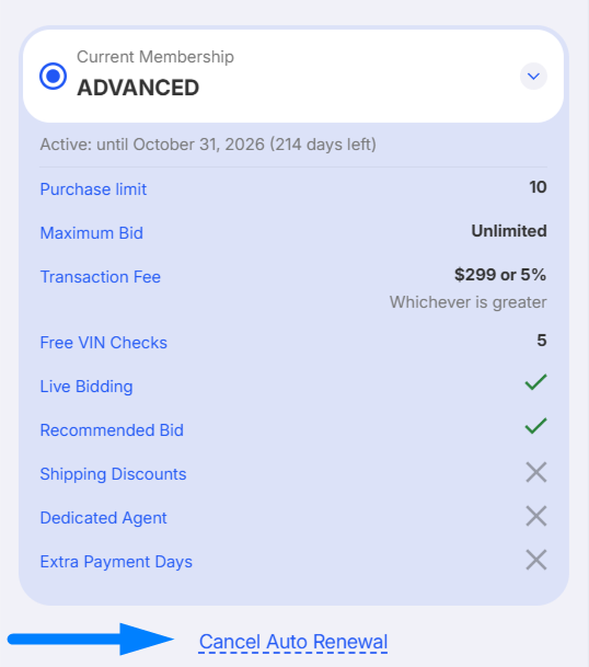 How do I cancel my membership auto-renewal mob 2