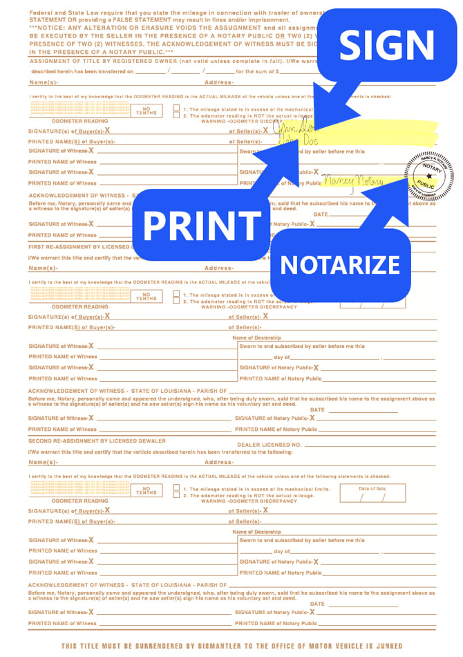 How to sign my Louisiana (LA) title? Help Center