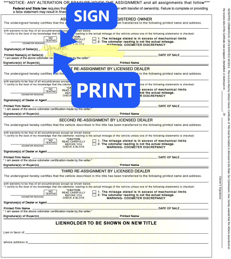 How To Sign My Mississippi MS Title Help Center   9889150725908