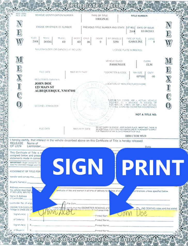 How to sign my New Mexico (NM) title? Help Center
