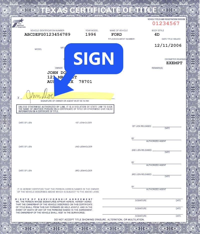 How To Sign My Texas Tx Title Help Center 9816