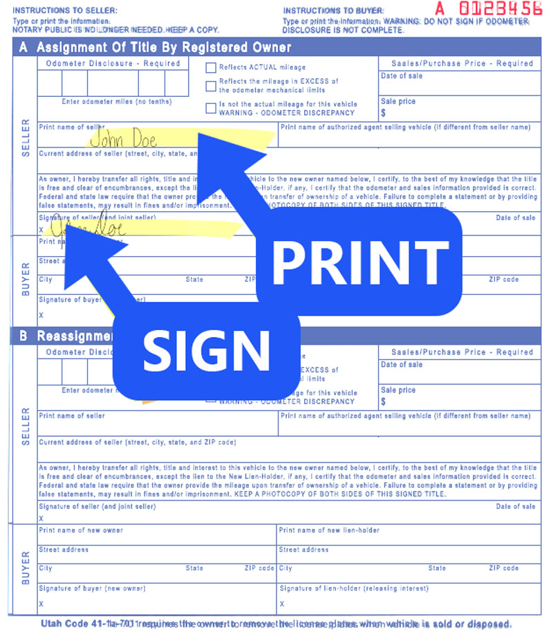 How to sign my Utah (UT) title? Help Center