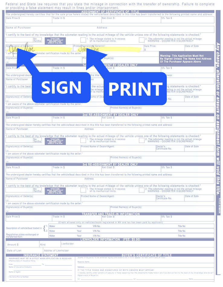 How to sign my West Virginia (WV) title? Help Center